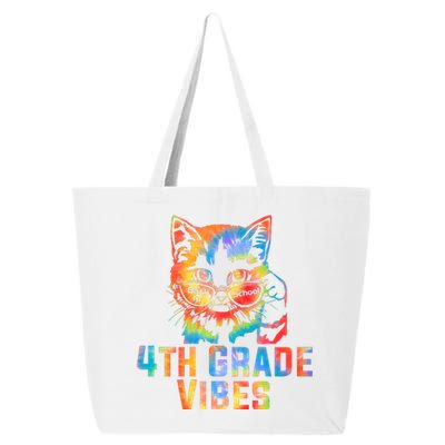 Fourth 4th Grade Vibes Back To School Cat Kitty Girl Tie Dye Gift 25L Jumbo Tote