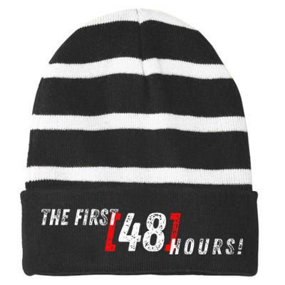 First 48 Hours! Striped Beanie with Solid Band