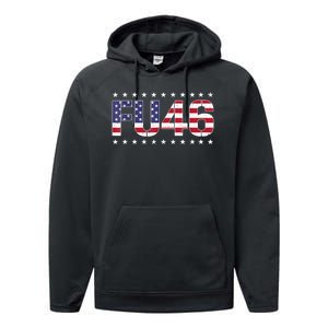 FU 46 Impeach Anti Biden Pro Trump Patriotic American Flag Performance Fleece Hoodie