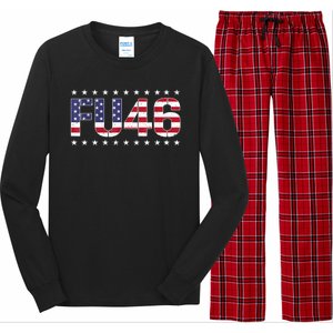 FU 46 Impeach Anti Biden Pro Trump Patriotic American Flag Long Sleeve Pajama Set