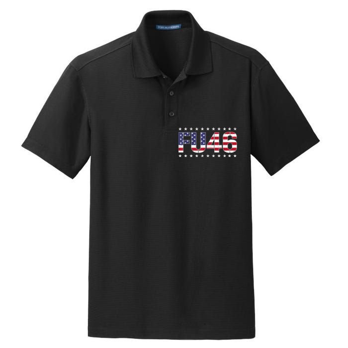 FU 46 Impeach Anti Biden Pro Trump Patriotic American Flag Dry Zone Grid Polo