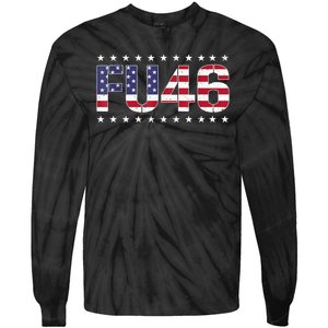 FU 46 Impeach Anti Biden Pro Trump Patriotic American Flag Tie-Dye Long Sleeve Shirt