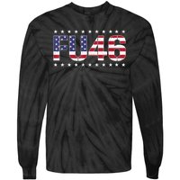 FU 46 Impeach Anti Biden Pro Trump Patriotic American Flag Tie-Dye Long Sleeve Shirt