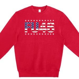 FU 46 Impeach Anti Biden Pro Trump Patriotic American Flag Premium Crewneck Sweatshirt