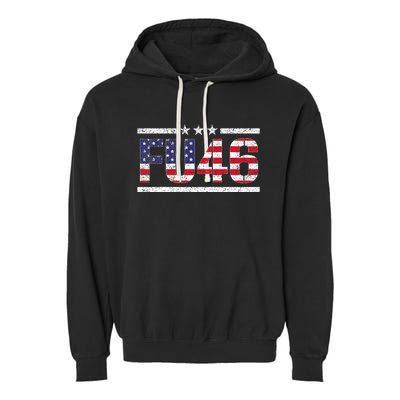 Fu 46 Impeach Anti Biden Pro Trump Patriotic American Flag Garment-Dyed Fleece Hoodie