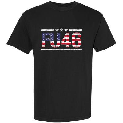 Fu 46 Impeach Anti Biden Pro Trump Patriotic American Flag Garment-Dyed Heavyweight T-Shirt