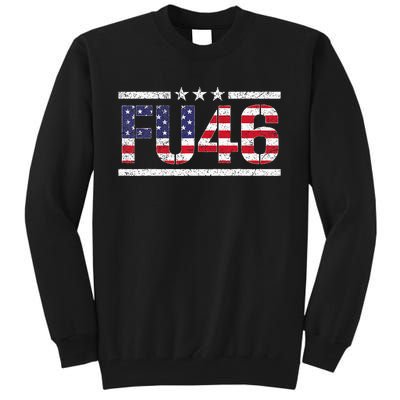 Fu 46 Impeach Anti Biden Pro Trump Patriotic American Flag Tall Sweatshirt