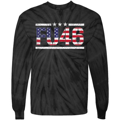 Fu 46 Impeach Anti Biden Pro Trump Patriotic American Flag Tie-Dye Long Sleeve Shirt