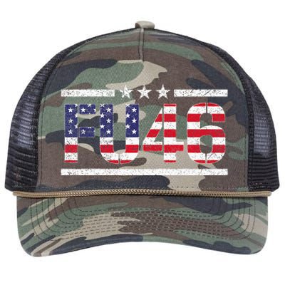 Fu 46 Impeach Anti Biden Pro Trump Patriotic American Flag Retro Rope Trucker Hat Cap