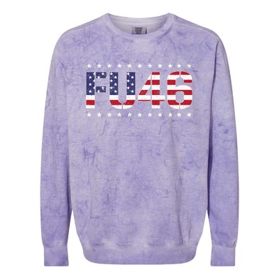 FU 46 Impeach Anti Biden Pro Trump Patriotic American Flag Colorblast Crewneck Sweatshirt