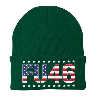 FU 46 Impeach Anti Biden Pro Trump Patriotic American Flag Knit Cap Winter Beanie