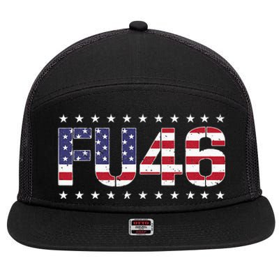 FU 46 Impeach Anti Biden Pro Trump Patriotic American Flag 7 Panel Mesh Trucker Snapback Hat