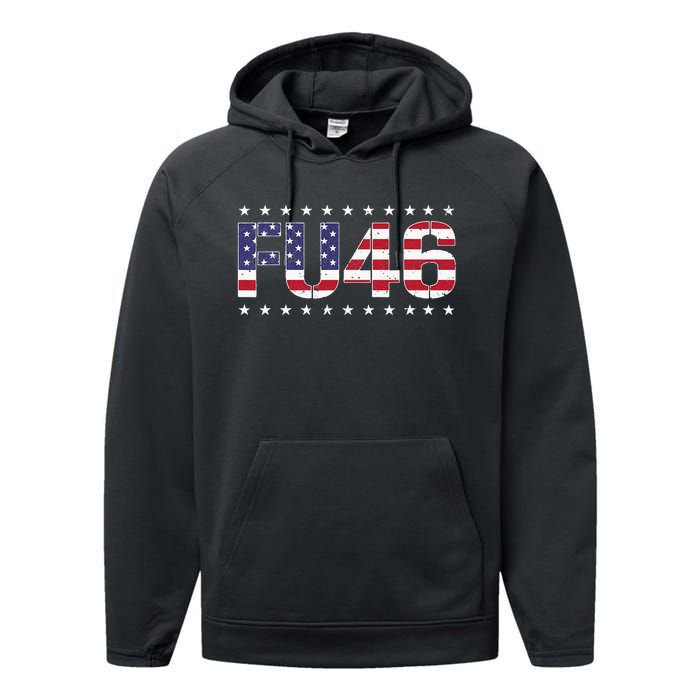 FU 46 Impeach Anti Biden Pro Trump Patriotic American Flag Performance Fleece Hoodie