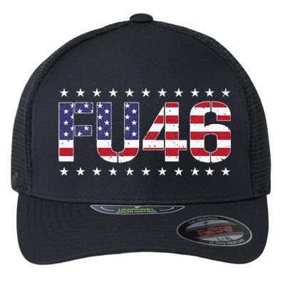 FU 46 Impeach Anti Biden Pro Trump Patriotic American Flag Flexfit Unipanel Trucker Cap