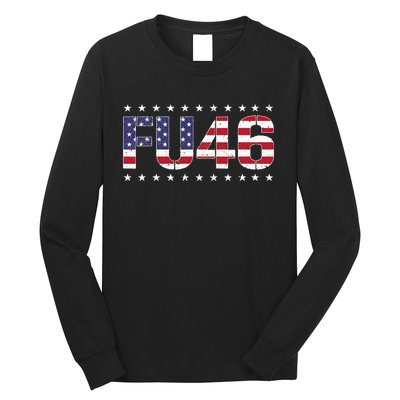 FU 46 Impeach Anti Biden Pro Trump Patriotic American Flag Long Sleeve Shirt