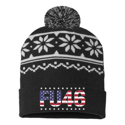 FU 46 Impeach Anti Biden Pro Trump Patriotic American Flag USA-Made Snowflake Beanie