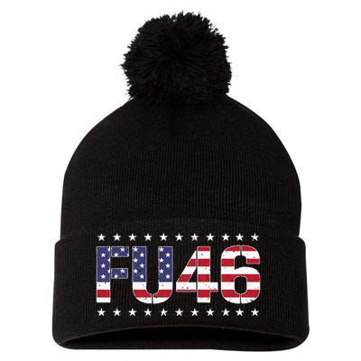 FU 46 Impeach Anti Biden Pro Trump Patriotic American Flag Pom Pom 12in Knit Beanie