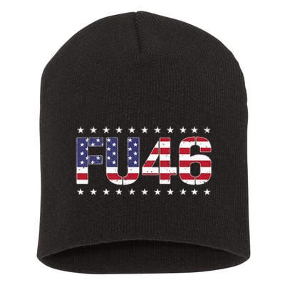 FU 46 Impeach Anti Biden Pro Trump Patriotic American Flag Short Acrylic Beanie