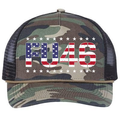 FU 46 Impeach Anti Biden Pro Trump Patriotic American Flag Retro Rope Trucker Hat Cap