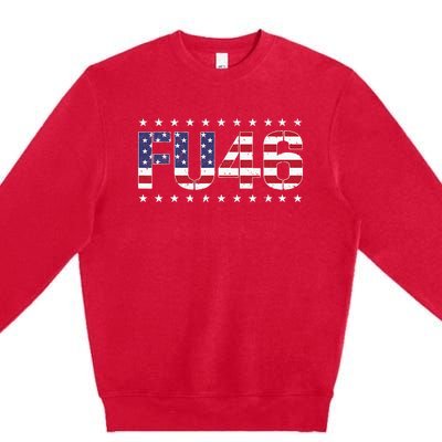 FU 46 Impeach Anti Biden Pro Trump Patriotic American Flag Premium Crewneck Sweatshirt