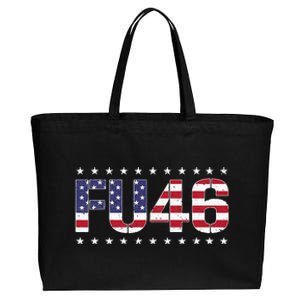 FU 46 Impeach Anti Biden Pro Trump Patriotic American Flag Cotton Canvas Jumbo Tote