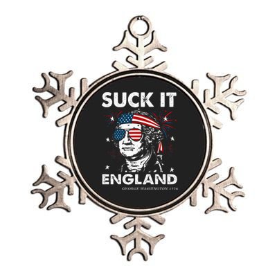 Funny 4th July Suck It England Georgewashington Metallic Star Ornament