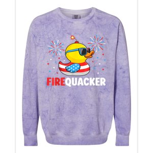 Funny 4th Of July Duck Firequacker Patriotic Fourth Of July Gift Colorblast Crewneck Sweatshirt