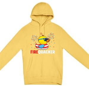 Funny 4th Of July Duck Firequacker Patriotic Fourth Of July Gift Premium Pullover Hoodie