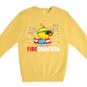 Funny 4th Of July Duck Firequacker Patriotic Fourth Of July Gift Premium Crewneck Sweatshirt