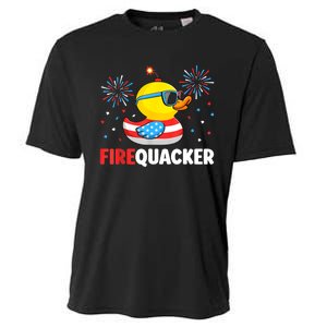 Funny 4th Of July Duck Firequacker Patriotic Fourth Of July Gift Cooling Performance Crew T-Shirt