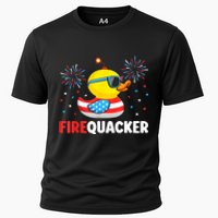 Funny 4th Of July Duck Firequacker Patriotic Fourth Of July Gift Cooling Performance Crew T-Shirt