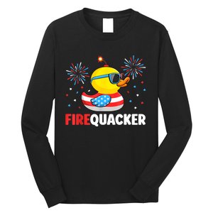 Funny 4th Of July Duck Firequacker Patriotic Fourth Of July Gift Long Sleeve Shirt