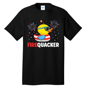 Funny 4th Of July Duck Firequacker Patriotic Fourth Of July Gift Tall T-Shirt