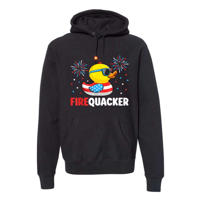 Funny 4th Of July Duck Firequacker Patriotic Fourth Of July Gift Premium Hoodie