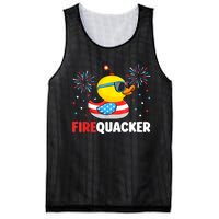 Funny 4th Of July Duck Firequacker Patriotic Fourth Of July Gift Mesh Reversible Basketball Jersey Tank