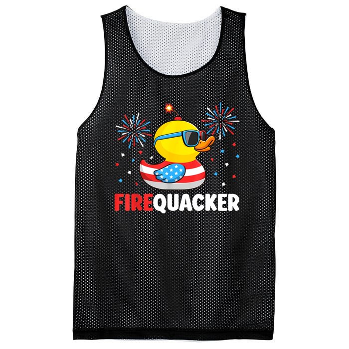 Funny 4th Of July Duck Firequacker Patriotic Fourth Of July Gift Mesh Reversible Basketball Jersey Tank