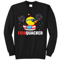 Funny 4th Of July Duck Firequacker Patriotic Fourth Of July Gift Tall Sweatshirt