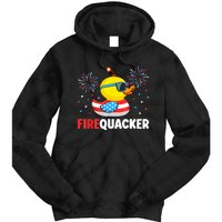 Funny 4th Of July Duck Firequacker Patriotic Fourth Of July Gift Tie Dye Hoodie