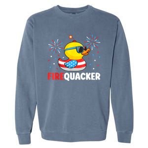 Funny 4th Of July Duck Firequacker Patriotic Fourth Of July Gift Garment-Dyed Sweatshirt