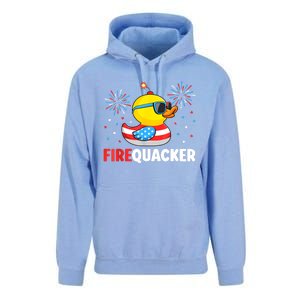 Funny 4th Of July Duck Firequacker Patriotic Fourth Of July Gift Unisex Surf Hoodie