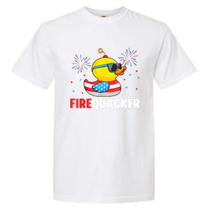 Funny 4th Of July Duck Firequacker Patriotic Fourth Of July Gift Garment-Dyed Heavyweight T-Shirt