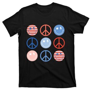 Fourth 4th Of July American Flag Peace Sign Gift T-Shirt