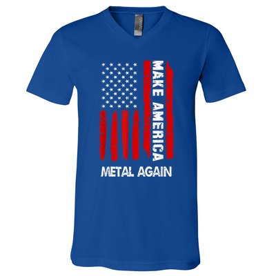 Forth 4th Of July Gift Funny Outfit Make America Metal Again Cute Gift V-Neck T-Shirt