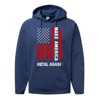 Forth 4th Of July Gift Funny Outfit Make America Metal Again Cute Gift Performance Fleece Hoodie