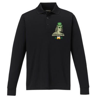 Franklin 4th Of July Tee Ben Drankin Benjamin Franklin Great Gift Performance Long Sleeve Polo