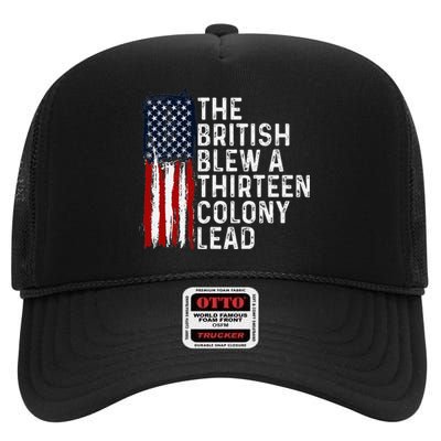 Funny 4th Of July British Blew 13 Colony Lead Retro Fun High Crown Mesh Back Trucker Hat