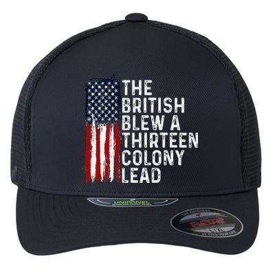 Funny 4th Of July British Blew 13 Colony Lead Retro Fun Flexfit Unipanel Trucker Cap