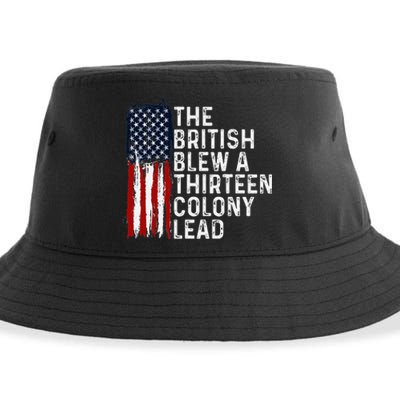 Funny 4th Of July British Blew 13 Colony Lead Retro Fun Sustainable Bucket Hat