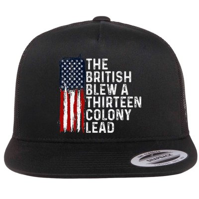 Funny 4th Of July British Blew 13 Colony Lead Retro Fun Flat Bill Trucker Hat