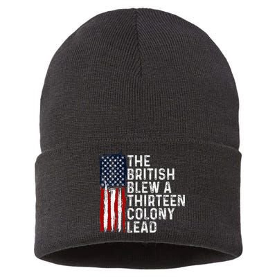 Funny 4th Of July British Blew 13 Colony Lead Retro Fun Sustainable Knit Beanie